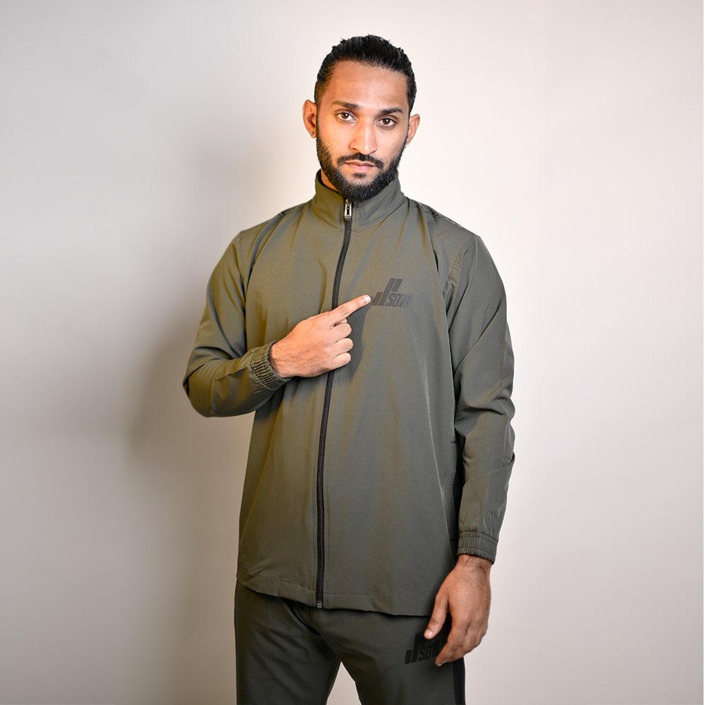 OLIVE NYLON TRACKSUIT