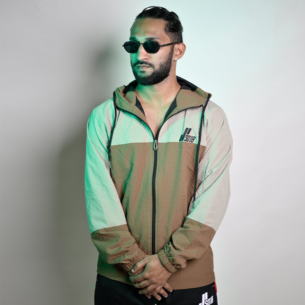 SD18 TAN BROWN & SOFT GREY HOODIE