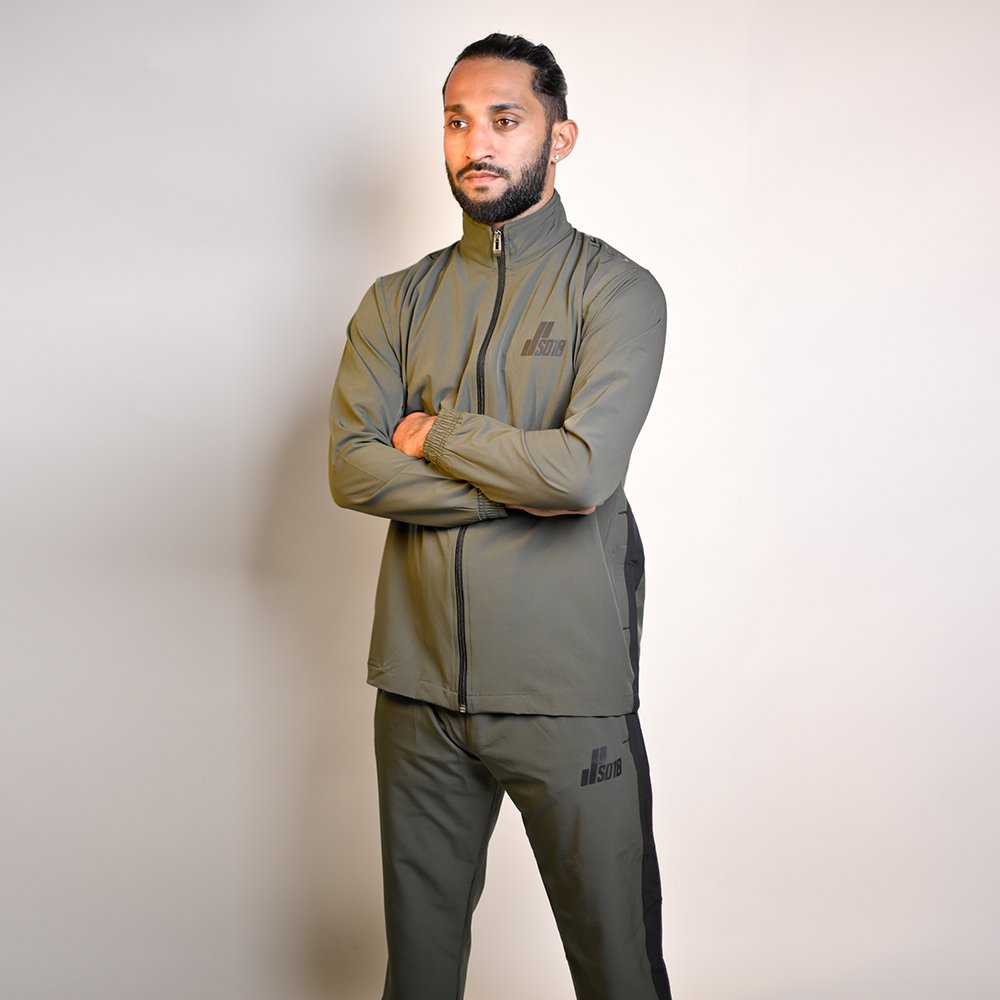 OLIVE NYLON TRACKSUIT