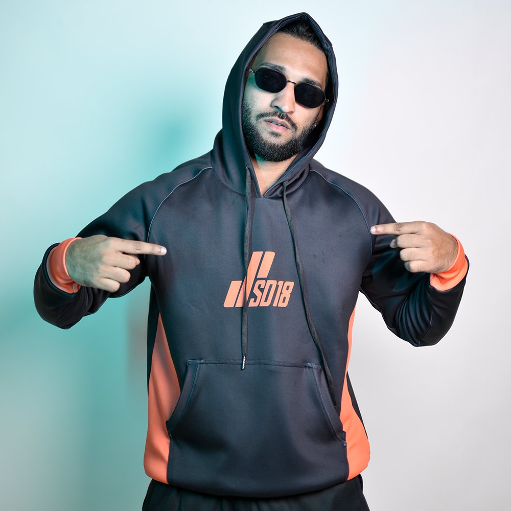 BLACK & ORANGE FLEECE HOODIE